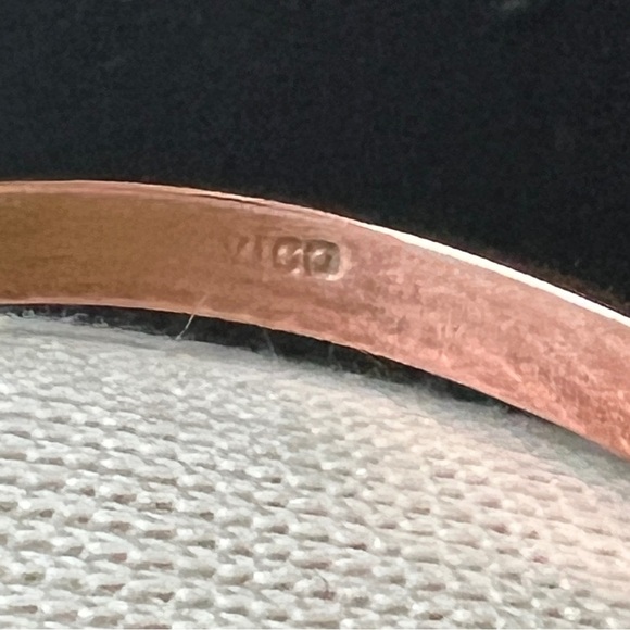 Vintage Copper & Brass Belt Buckle Bracelet Adjustable Hinged Signed Mexico 70s - Picture 6 of 7